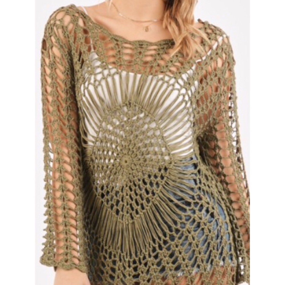 Very J Sexy Open Crochet Beach Swim Vacay Cover Up - Picture 4 of 8